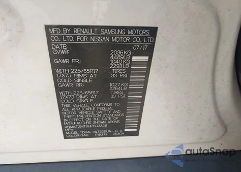 2017 Nissan Rogue Sv from USA, damaged, VIN KNMAT2MTXHP603326